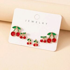 Vibrant Cherry Earrings Set